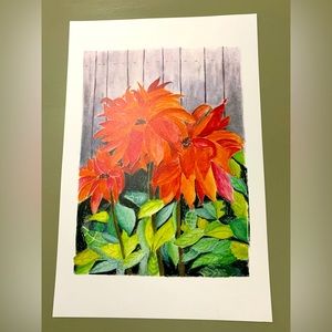 Beautiful, Vibrant Oregon Dahlias Watercolor Print #1